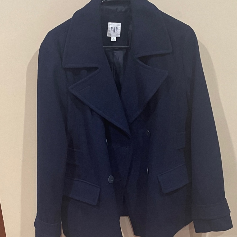 GAP Women's Elegant Dark Blue Pea Coat